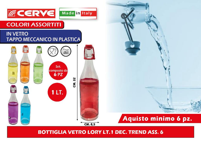 Bottiglia Vetro Lory Lt.1 Dec. Trend Ass. 6 Cerve
