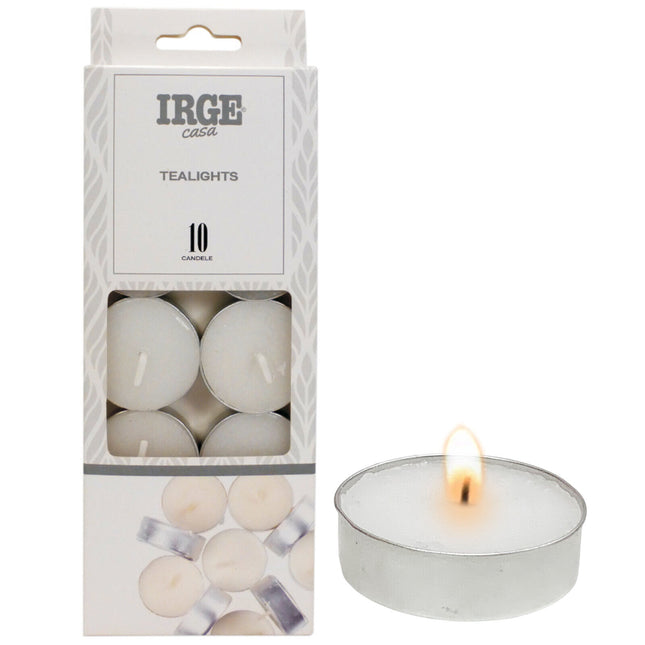 Irge Candele Tealight Inodore Senza Fumo Durata 3,5 Ore Bianche Confezione 10-60 Pz