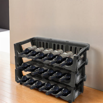 Cantinetta Portabottiglie Bottigliere Portavini Plastica Impilabile 60X27X15H Cm