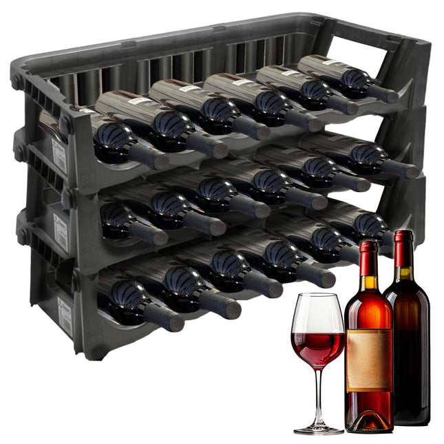 Cantinetta Portabottiglie Bottigliere Portavini Plastica Impilabile 60X27X15H Cm