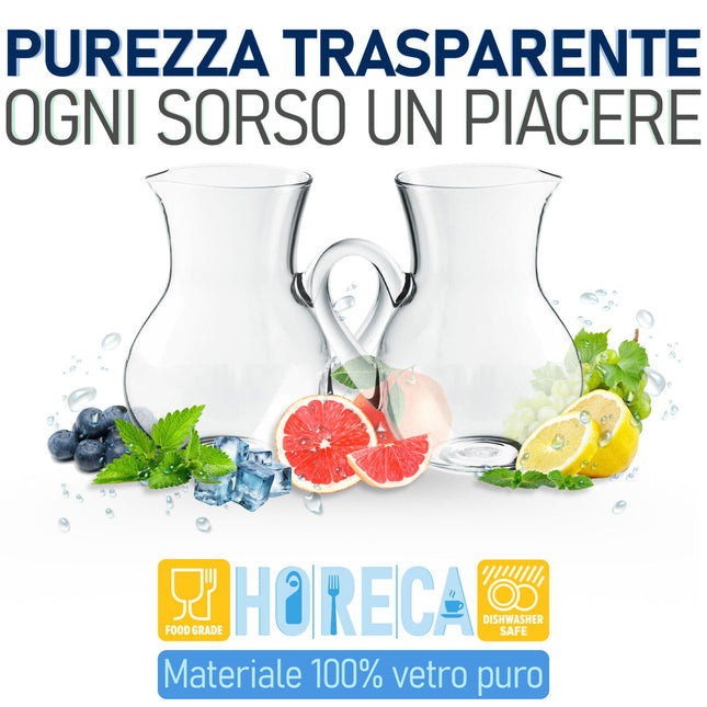Cegeco & Alar Caraffa Vetro 500 Ml Ø13X14H Cm Elegante Per Acqua Succhi Tè Freddo Vino Infusi