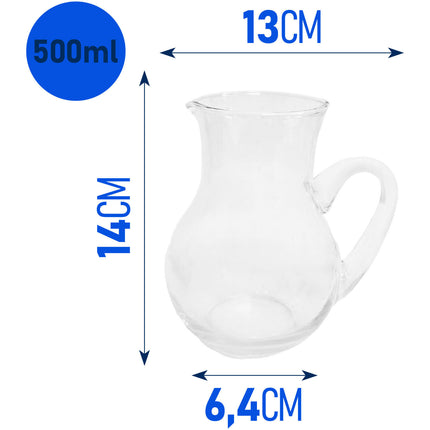 Cegeco & Alar Caraffa Vetro 500 Ml Ø13X14H Cm Elegante Per Acqua Succhi Tè Freddo Vino Infusi