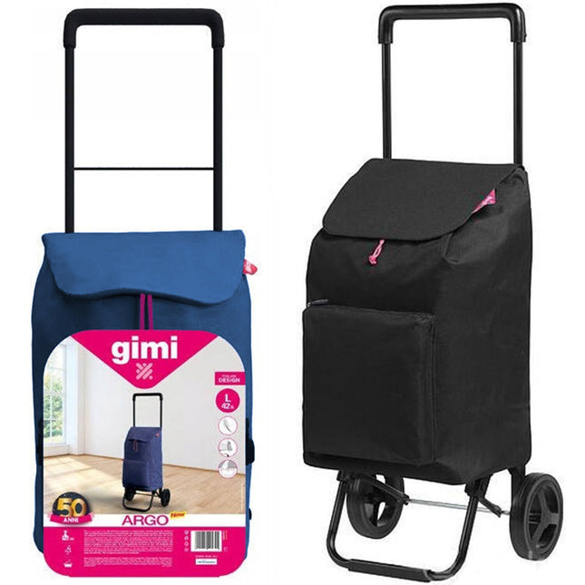 Gimi Carrello Spesa Blu Argo Resistente Antipioggia 42L Carrellino Portaspesa