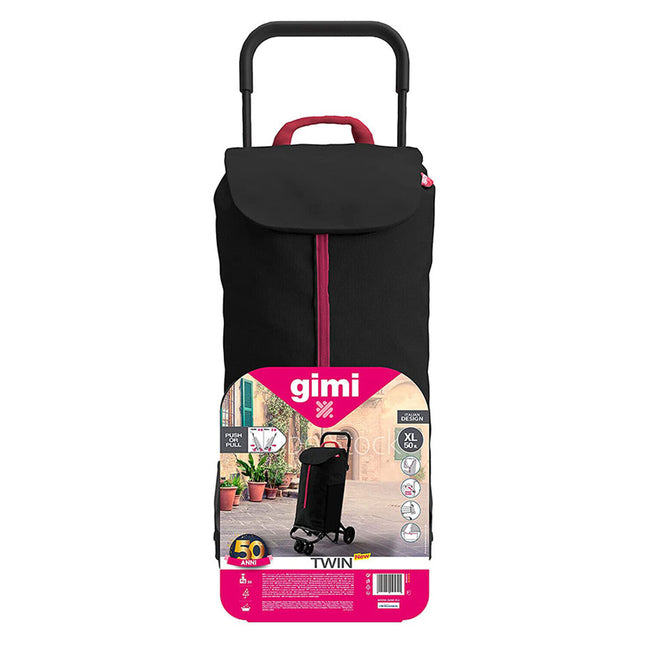 Gimi Carrello Spesa Twin 4 Ruote 50L Porta Spesa Antipioggia Resistente Colorato