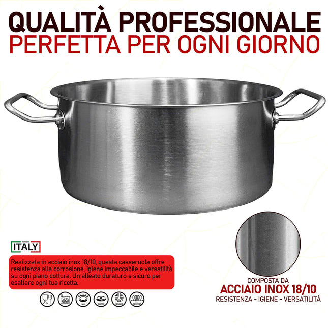Casseruola Fonda Master Acciaio Inox Triplo Fondo, Gas Elettrico Induzione