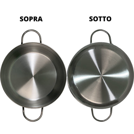 Casseruola in Acciaio Inox Piani a Induzione Gas Pentola Bassa con Doppio Manico