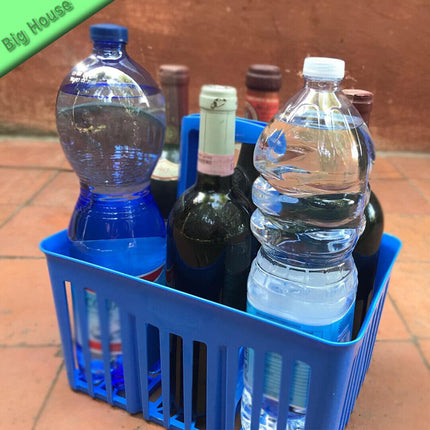 Cassetta Portabottiglie Vino in Plastica con Manico 6 Posti per Bottiglie da 1 L