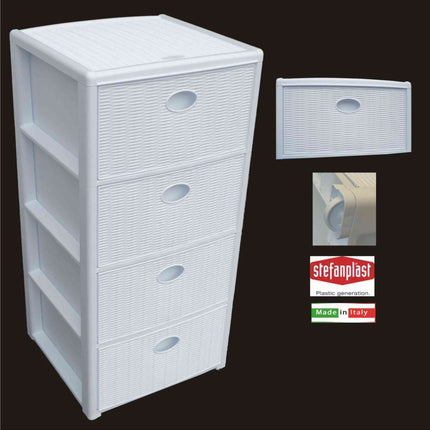 Cassettiera Elegance 4 Cassetti Bianca Mobiletto Bagno Camera 39X39X80H Cm
