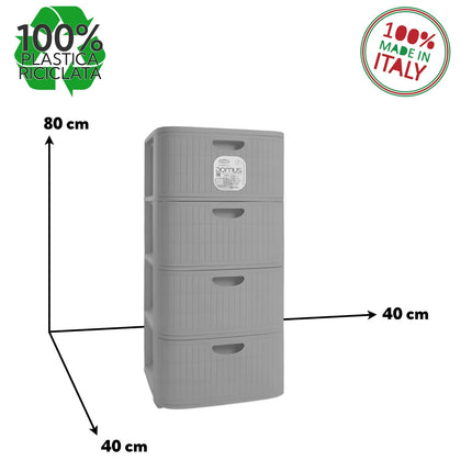 Stefanplast Cassettiera Mobiletto 4 Cassetti Plastica Riciclata Domus Moderna Made in Italy Stefanplast