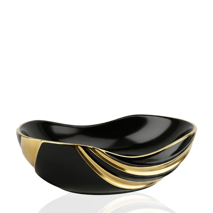 Centro Tavola Scultoreo Dune – Linee Organiche e Profilature Auree