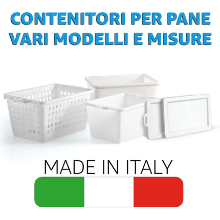 Cesta Pane Alimenti Polietilene 70L/100L Aperta Chiusa Impilabile Made in Italy Linea Plastica Scudieri