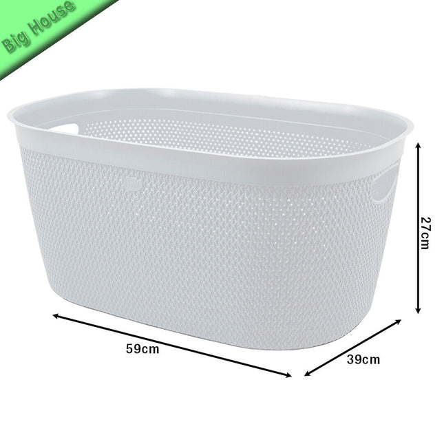 Belli & Forti Cesta Ad Intreccio L Plastica Ovale Porta Panni Vestiti Sporchi Con Manici Bianco Belli & Forti