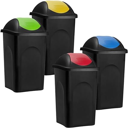 Stefanplast Cestino Raccolta Differenziata 30L / 60L – Pattumiera Basculante con Coperchio Swing, Vari Colori Coperchio Stefanplast
