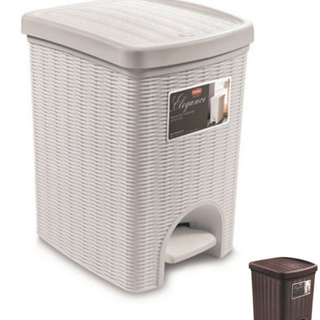 Cestino Con Pedale Elegance Pattumiera 20L Da Cucina Bagno Effetto Vimini Rattan