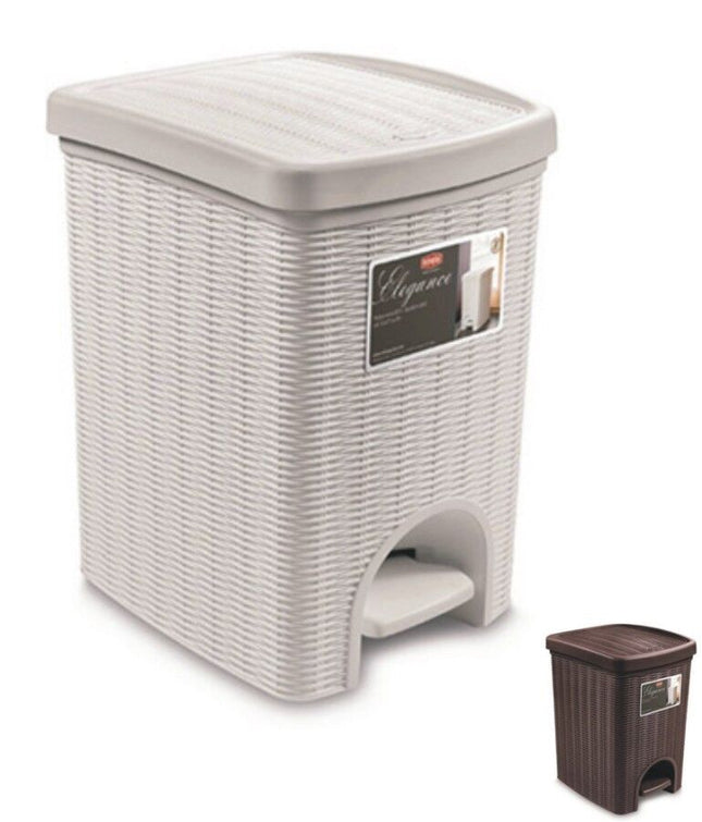 Cestino Con Pedale Elegance Pattumiera 20L Da Cucina Bagno Effetto Vimini Rattan Stefanplast