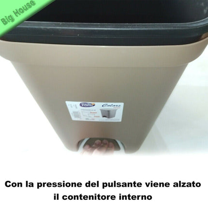 Belli & Forti Cestino Da Scrivania 18L Pattumiera A Pedale Grande Colorato Spazzatura Cucina
