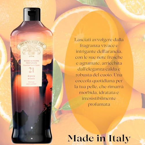 Compagnia delle Indie - Bagnoschiuma Idratante Arancia e Cuoio - Profumato e Delicato - Adatto a Pelle Sensibile - Formula per Uomo e Donna - 500ml Compagnia delle Indie