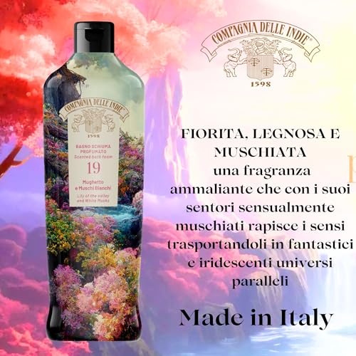 Compagnia delle Indie - Bagnoschiuma Idratante Mughetto e Muschi Bianchi - Profumato e Delicato - Adatto a Pelle Sensibile - Formula per Uomo e Donna - 500ml Compagnia delle Indie
