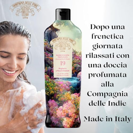 Compagnia delle Indie - Bagnoschiuma Idratante Mughetto e Muschi Bianchi - Profumato e Delicato - Adatto a Pelle Sensibile - Formula per Uomo e Donna - 500ml Compagnia delle Indie