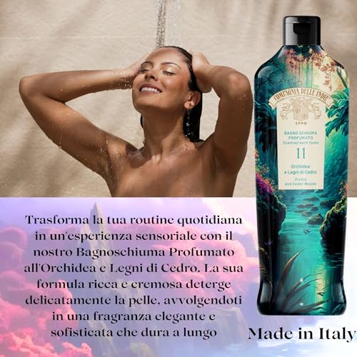 Compagnia delle Indie - Bagnoschiuma Idratante Orchidea e Legni di Cedro - Profumato e Delicato - Adatto a Pelle Sensibile - Formula per Uomo e Donna - 500ml Compagnia delle Indie