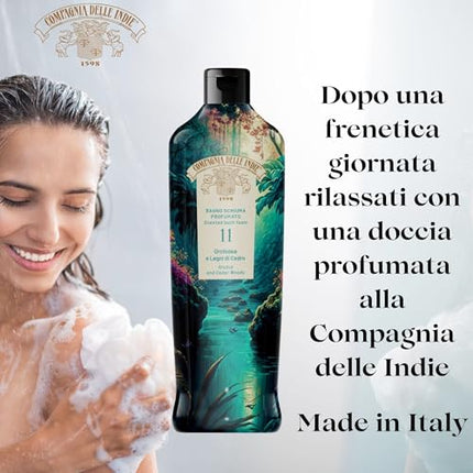 Compagnia delle Indie - Bagnoschiuma Idratante Orchidea e Legni di Cedro - Profumato e Delicato - Adatto a Pelle Sensibile - Formula per Uomo e Donna - 500ml Compagnia delle Indie