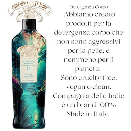 Compagnia delle Indie - Bagnoschiuma Idratante Orchidea e Legni di Cedro - Profumato e Delicato - Adatto a Pelle Sensibile - Formula per Uomo e Donna - 500ml Compagnia delle Indie