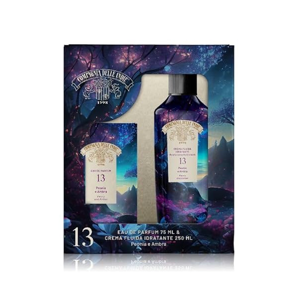 Compagnia delle Indie - Regalo Donna - Regalo Uomo - Set Profumo e Crema Idratante Corpo - Formato 75 ml + 250 ml (Peonia e Ambra) Compagnia delle Indie