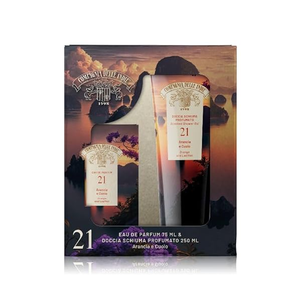 Compagnia delle Indie - Regalo Donna - Regalo Uomo - Set Profumo e Doccia Schiuma - Formato 75 ml + 250 ml (Arancia e Cuoio) Compagnia delle Indie