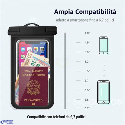 Custodia Impermeabile Imbottita per Smartphone con Laccetto – Universale, Protettiva, Colori Assortiti Due Esse
