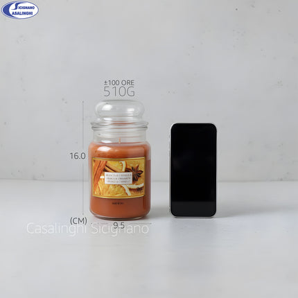 Candela Profumata Arancia & Cannella – L'Abbraccio Invernale (Grande 510g - 100 Ore) Cereria Muto Italo