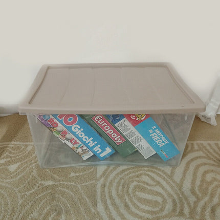 Salvaspazio Contenitore Plastica Portaoggetti Multiuso per Vestiti Grande Basso 55×39×25h cm