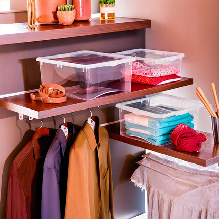 Contenitore Trasparente Storage Box con Coperchio Plastica Casa Ufficio Garage