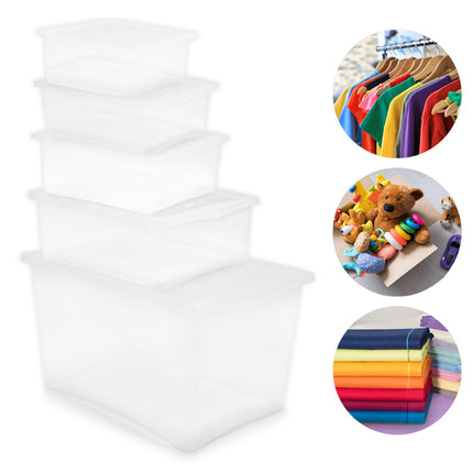 Contenitore Trasparente Storage Box con Coperchio Plastica Casa Ufficio Garage