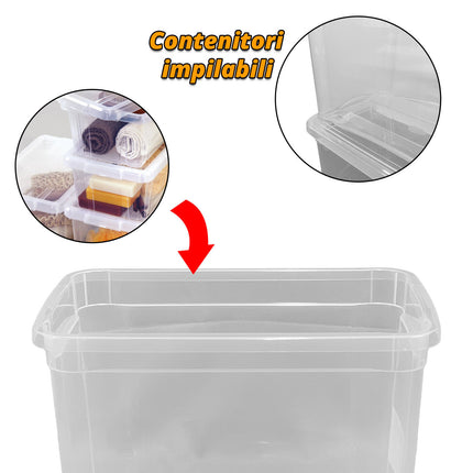 Belli & Forti Contenitori In Plastica Trasparenti Con Coperchi Scatola Portaoggetti Cassette