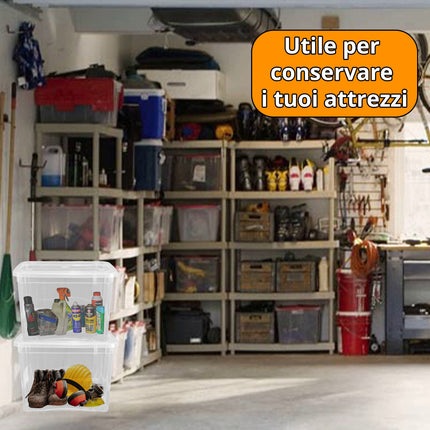 Belli & Forti Contenitori In Plastica Trasparenti Con Coperchi Scatola Portaoggetti Cassette