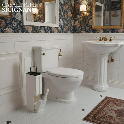 Set Igiene Bagno 3-in-1 Salvaspazio: Pattumiera WC con Scopino Integrato e Dispenser Sacchetti – Dimensioni Compatte (19x11x41cm) D&D Casalinghi