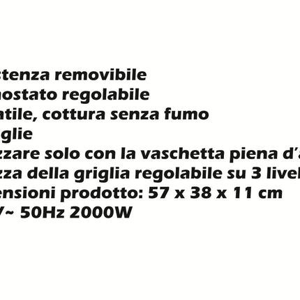 Barbecue Elettrico da Tavolo 2000W - Griglia Compatta per Casa DCG