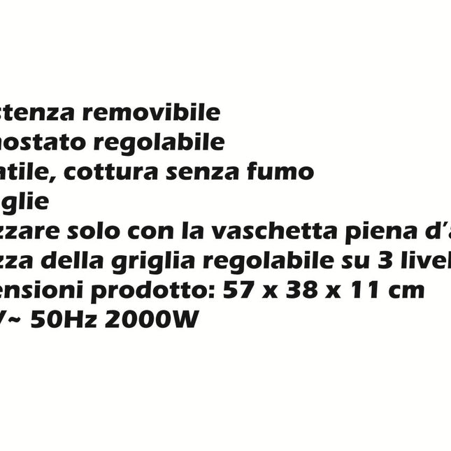 Barbecue Elettrico da Tavolo 2000W - Griglia Compatta per Casa DCG