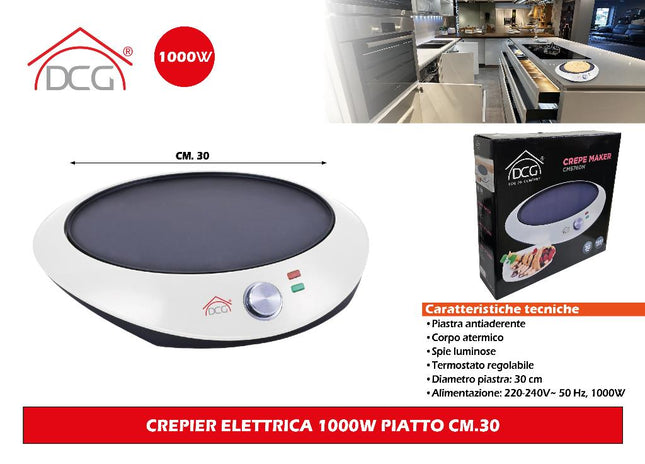 Crepier Elettrica 1000W Piatto Cm.20 DCG