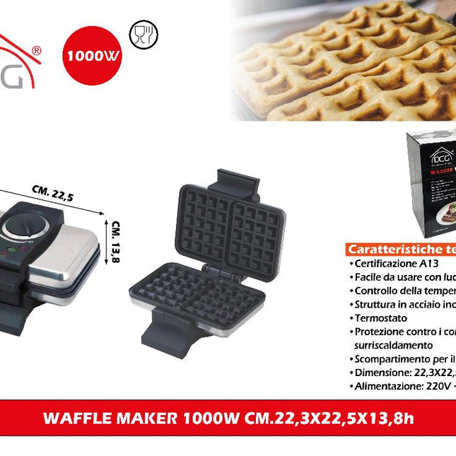 Waffle Maker 1000W Cm.25,5X26,12X13,8H