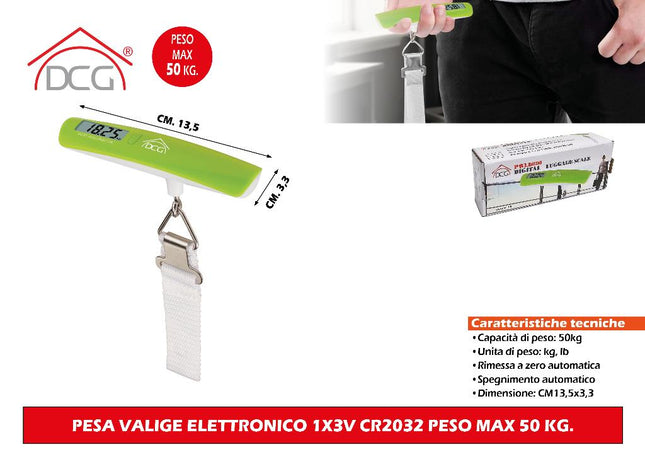Bilancia Pesa Valige Elettronico 1X3V Cr2032 Peso Max 50 Kg. DCG