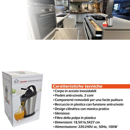 Spremiagrumi Elettrico 100W Corpo Acciaio Inox