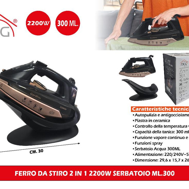 Ferro Da Stiro 2 In 1 2200W Serbatoio Ml.300