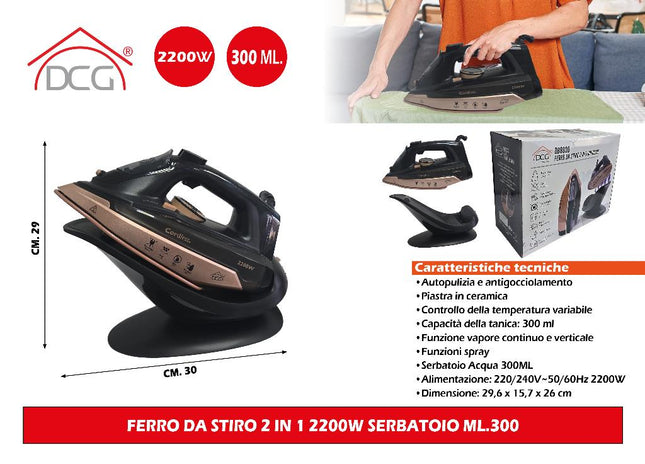 Ferro Da Stiro 2 In 1 2200W Serbatoio Ml.300 DCG