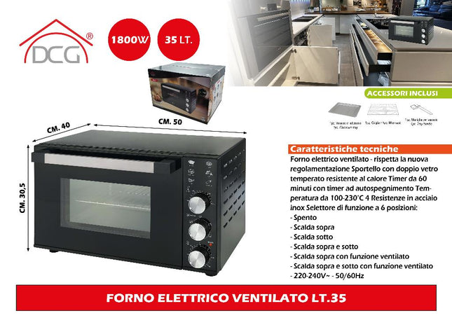 Forno Elettrico Ventilato Lt.35 DCG