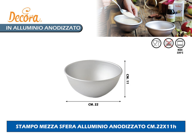 Stampo Mezza Sfera Alluminio Anodizzato Cm.22X11H Decora