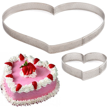Stampo A Forma Di Cuore Per Dolci Torte San Valentino Sagoma Microforata 18X16X3,5H Cm In Acciaio Inox