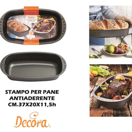 Stampo Pane Fatto In Casa Antiaderente Teglia Rettangolare 37X20X7H Formina Per Brioche Decora
