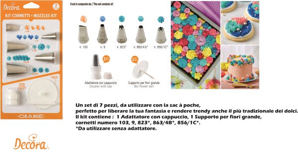 Cornetti Orange Set 7 Pz. In Kit Decora