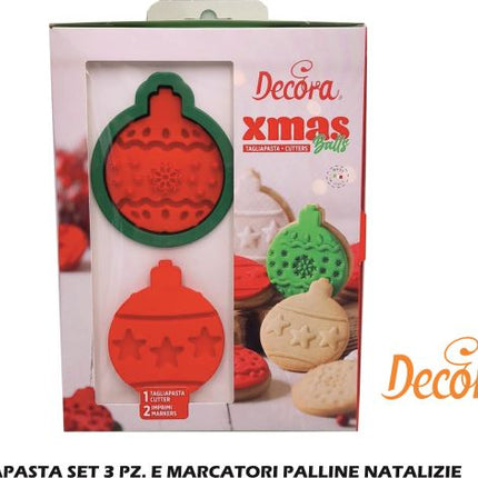 Set 3 Tagliapasta E Marcatori Palline Natalizie – In Plastica, Perfetti Per Biscotti Decorati A Tema Natale, Ideali Per Attività Creative Con Bambini Decora